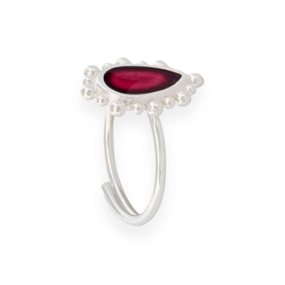 Handmade Silver Enamel Ring Red
