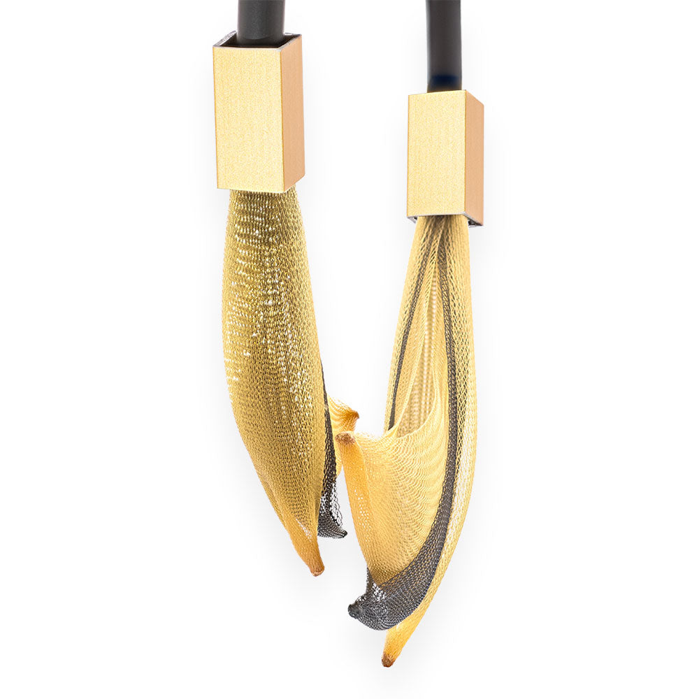 Net Rubber Short Necklace Gold "See The Invisible " - Anthos Crafts