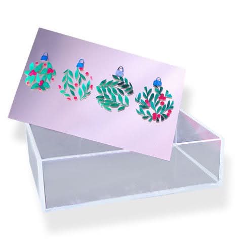 Christmas Decoration Box Christmas Trees On Mirror Made With Plexiglass - Anthos Crafts