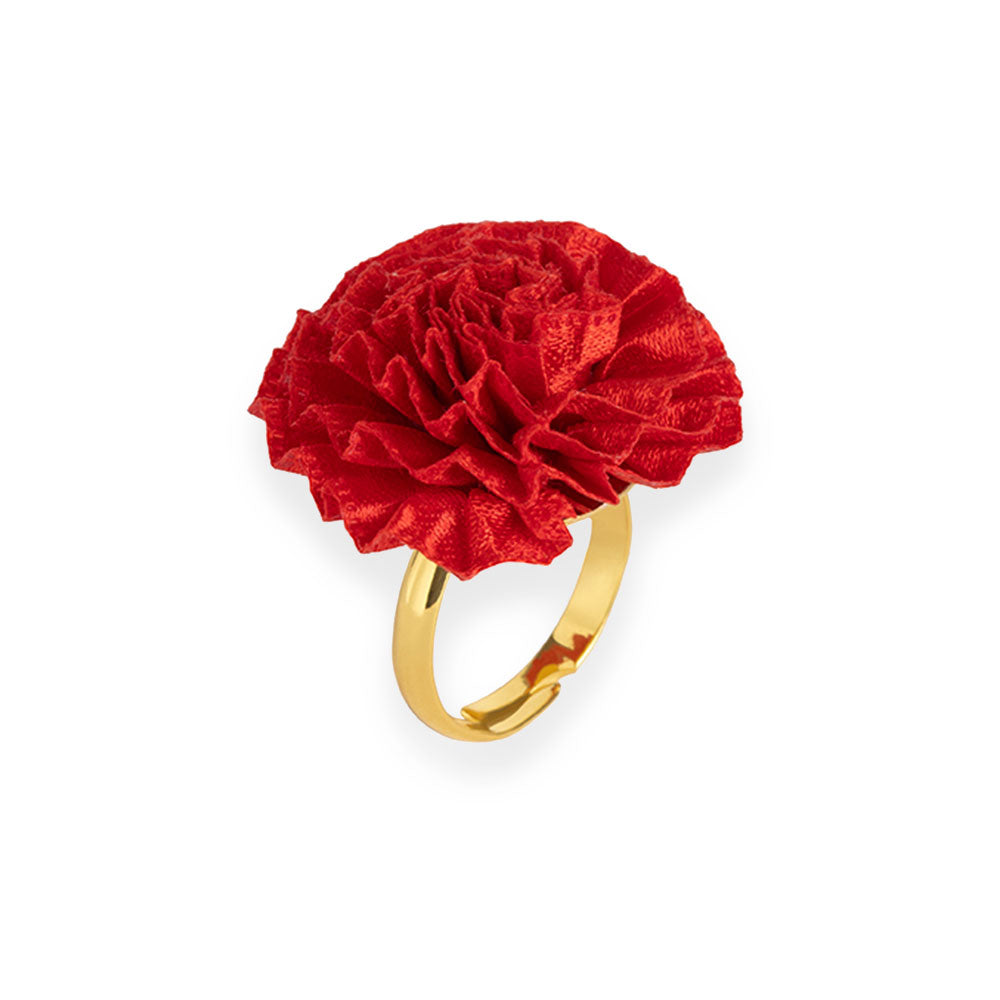 Satin Pleated Ring Red FLower CHRIS-R-RE - Anthos Crafts