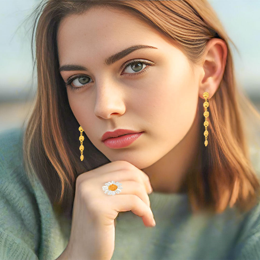 Handmade Gold Plated Silver Dangle Earrings - Anthos Crafts