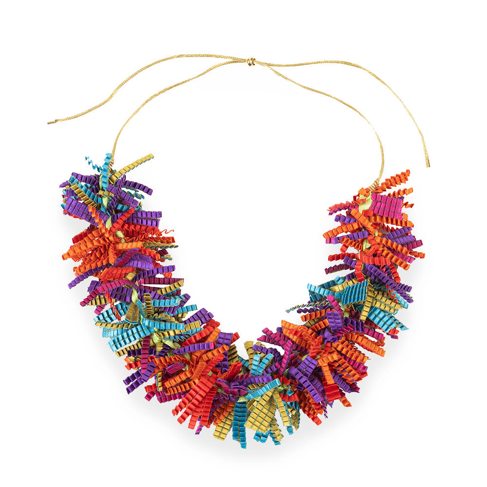 Satin Pleated Short Necklace Twist it Multicolor Dtwi-mu - Anthos Crafts