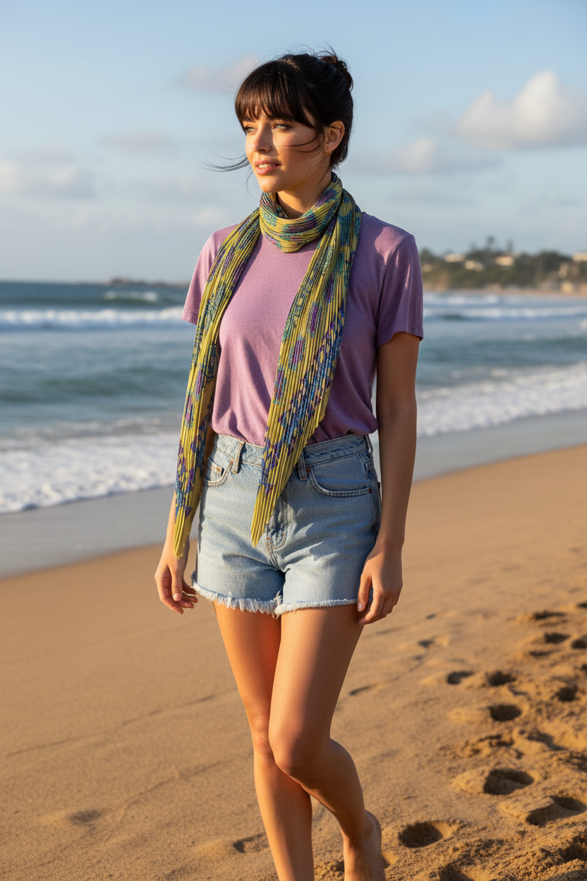 Foulard plissettato satin  F-FOLK-YE
