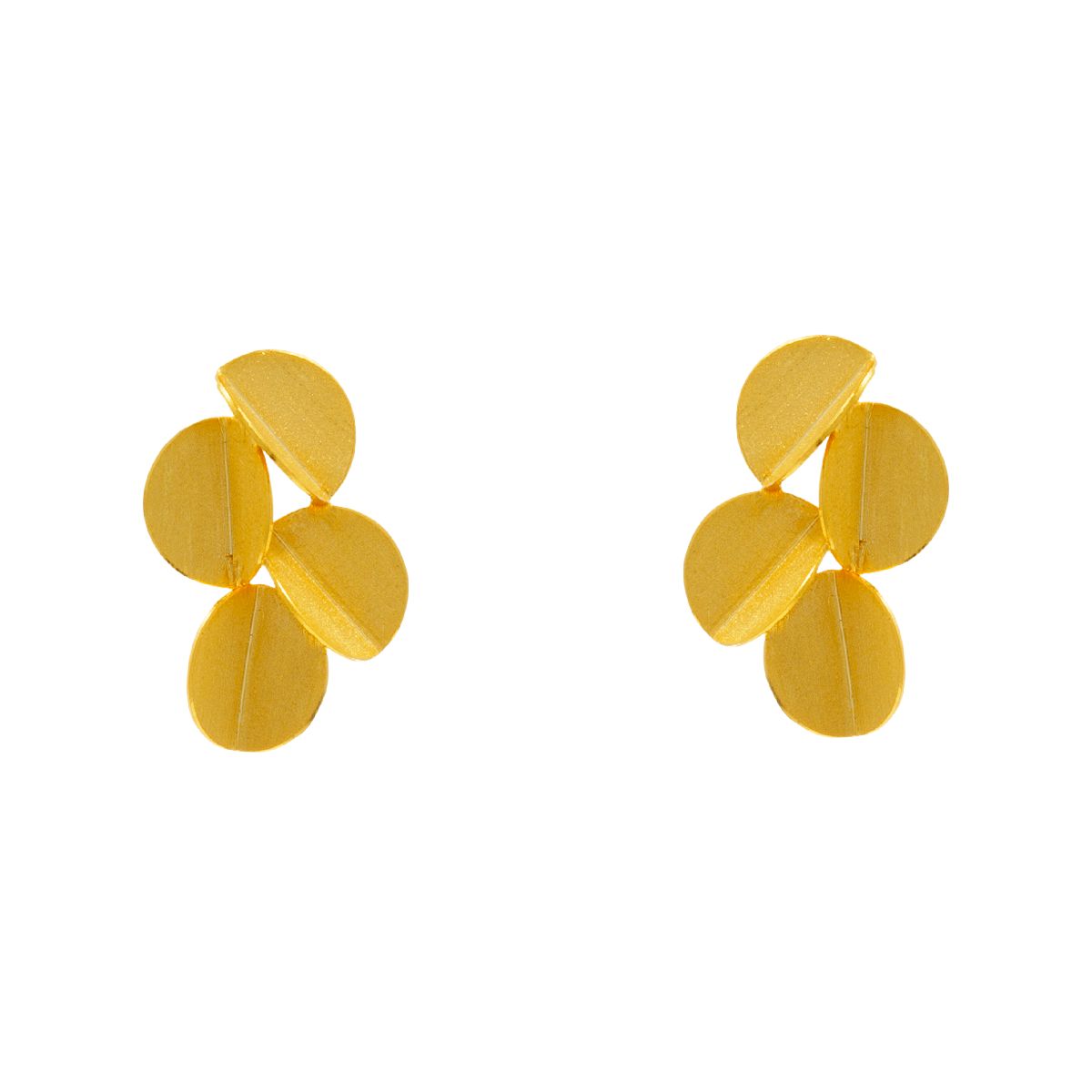 Χειροποίητα Επίχρυσα Ασημένια Σκουλαρίκια Διπλωμένοι Δίσκοι