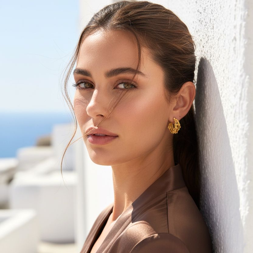 Handmade Gold Plated Silver Hoop Earrings - Anthos Crafts