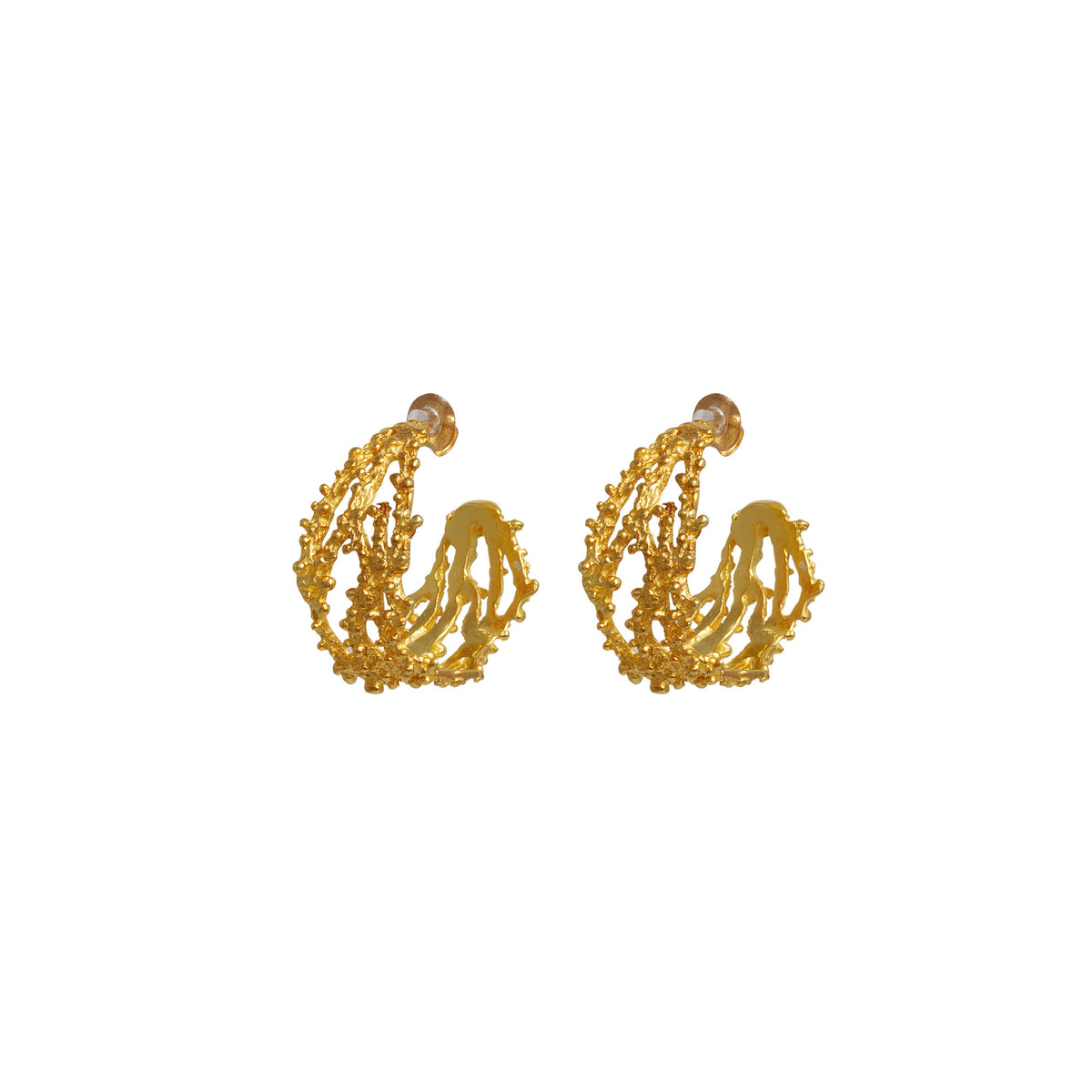 Handmade Gold Plated Silver Hoop Earrings - Anthos Crafts