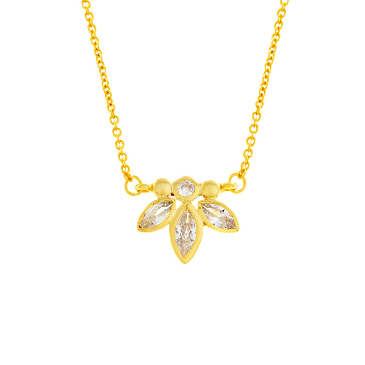 Handmade Gold Plated Silver Necklace with Clear Zircons