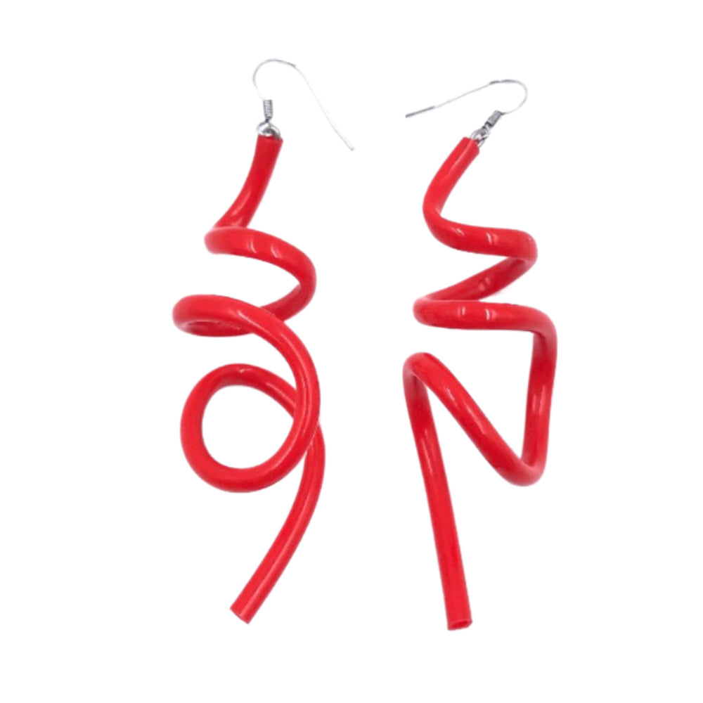 Zig Matt Earrings: Red - Anthos Crafts