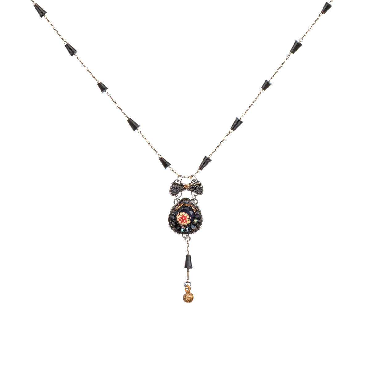 Obsidian Night Set, Delicate Necklace, Ash - Anthos Crafts