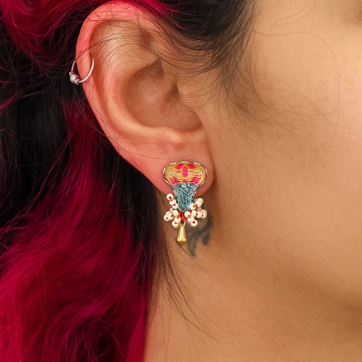 Handmade Summer Skies Set, Small Stud Earrings, Dawn - Anthos Crafts