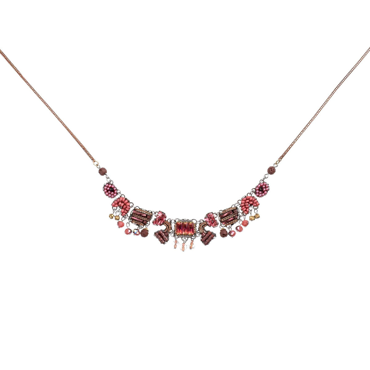 Scarlet Bloom Set, Delicate Necklace, Sakina - Anthos Crafts