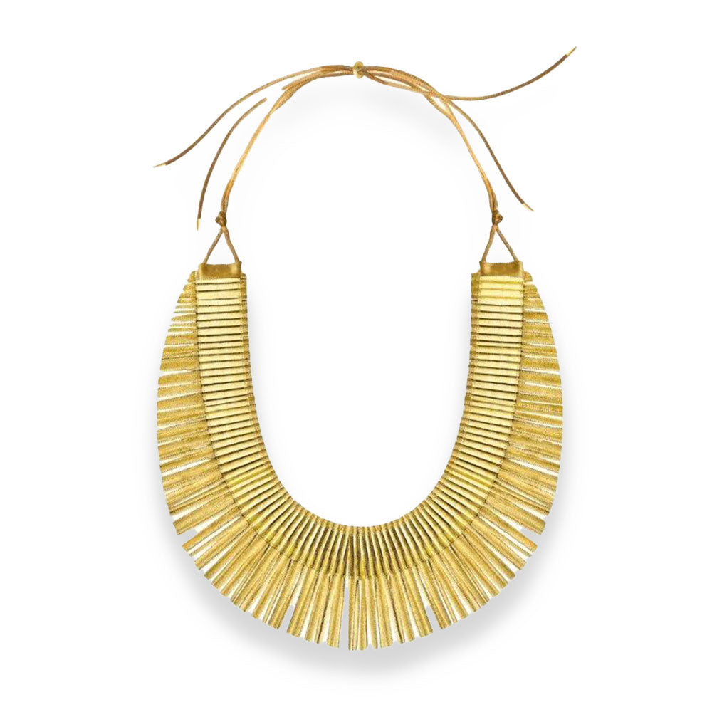 Satin Pleated Short Necklace Gold RAS-GO - Anthos Crafts