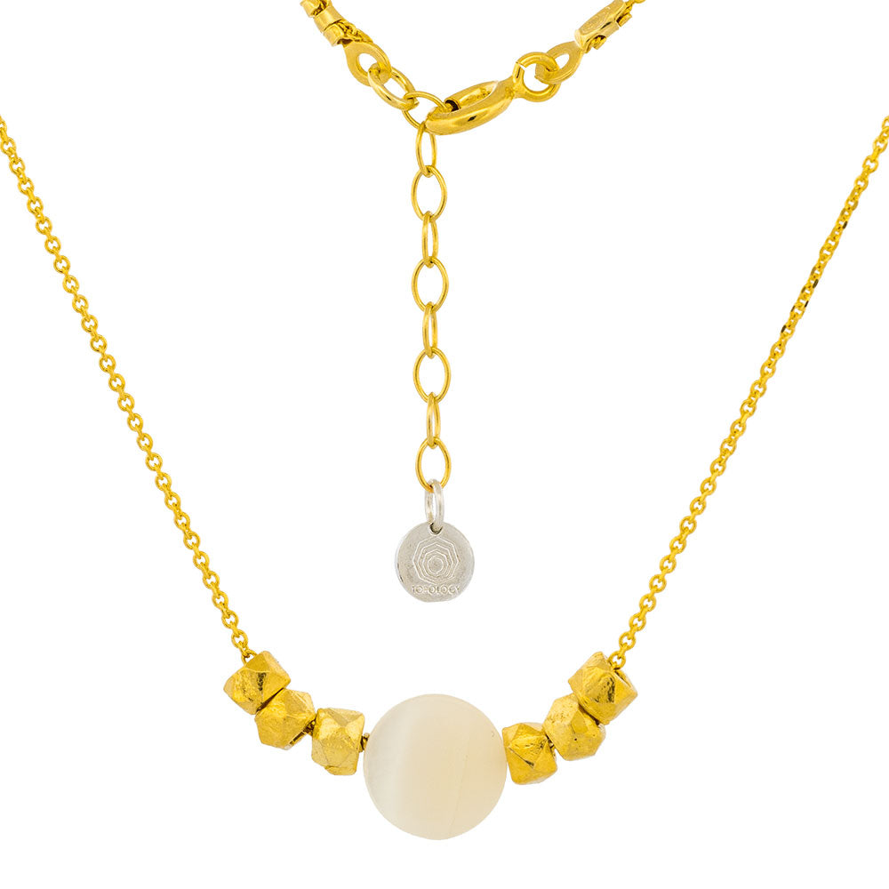 Handmade Gold Plated Silver Necklace With Mother of Pearl - Anthos Crafts