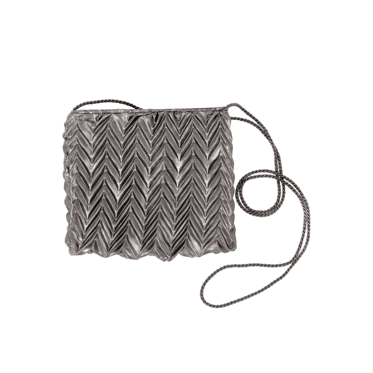 Dark Silver Satin Pleated Clutch STY-SI