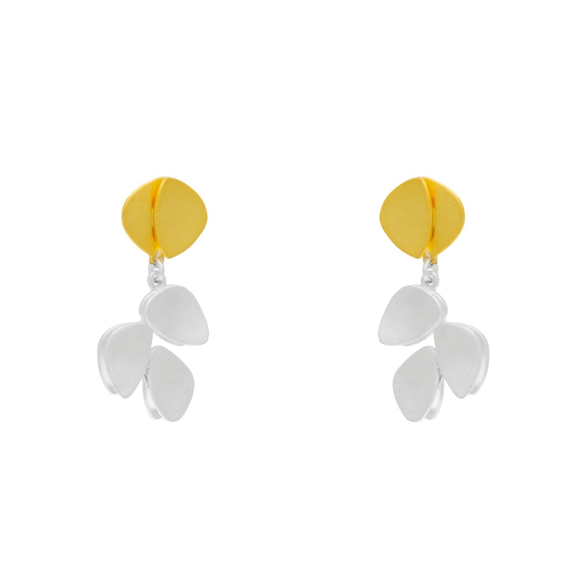 Handmade Gold & Silver Dangle Earrings Little Leaves - Anthos Crafts