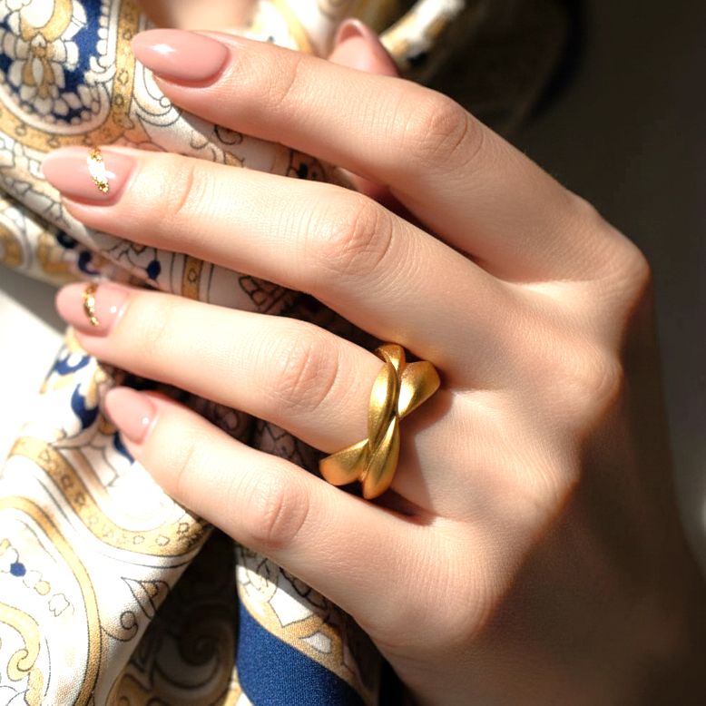 Handmade Gold Plated Silver Ring Leaves - Anthos Crafts