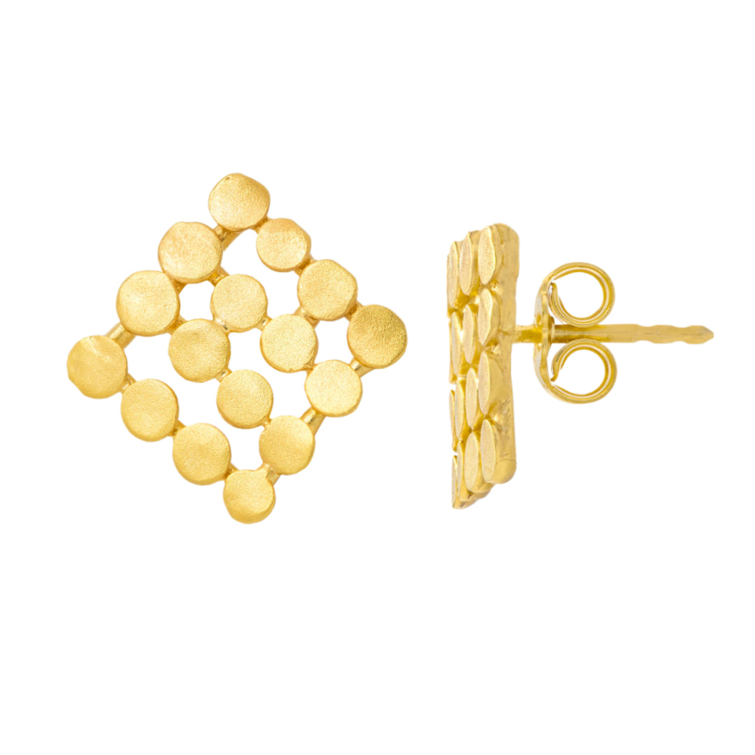 Orecchini quadrati in argento placcato oro fatti a mano