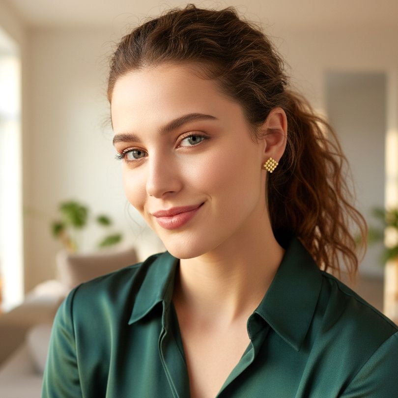 Orecchini quadrati in argento placcato oro fatti a mano