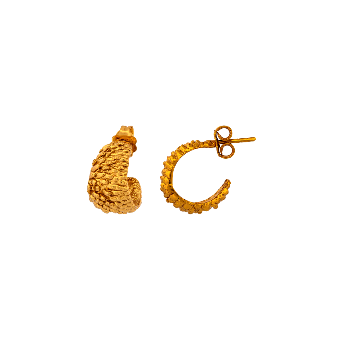 Gold Plated Silver Little Hoop Earrings Yews - Anthos Crafts