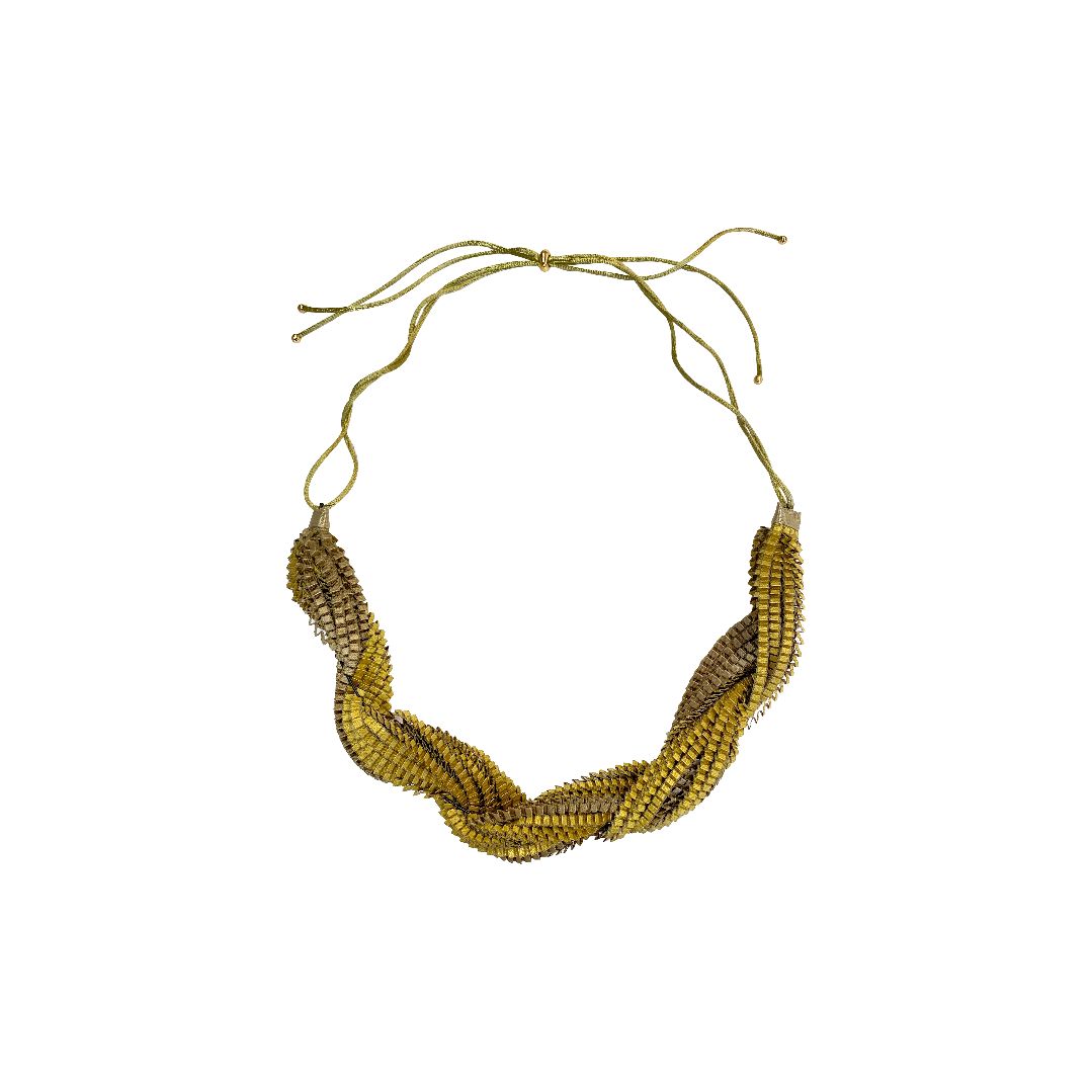 Satin Pleated Short Necklace Rumba Gold RU-6075 - Anthos Crafts