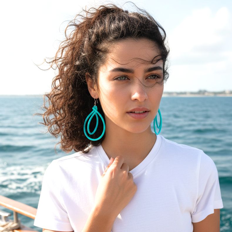 Big NY Earrings: Turquoise - Anthos Crafts