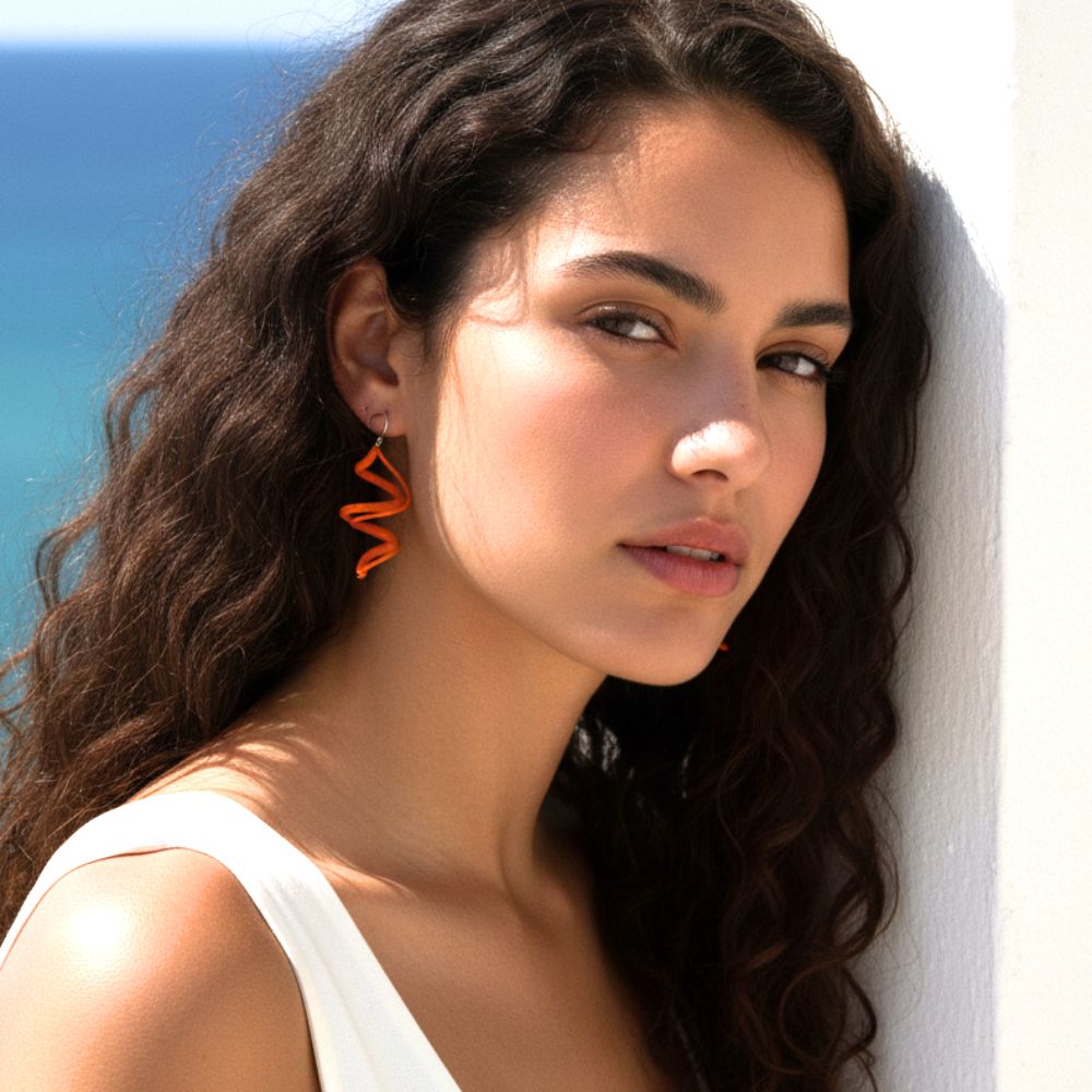 Défilé earrings: Orange - Anthos Crafts