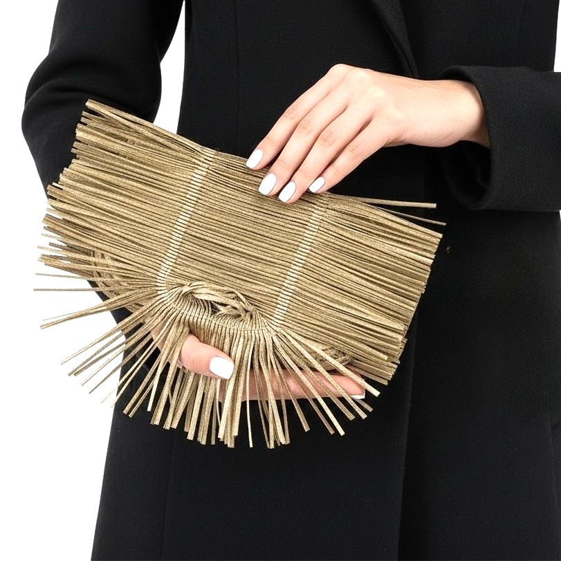 Dark gold satin pleated bag CL-KH - Anthos Crafts