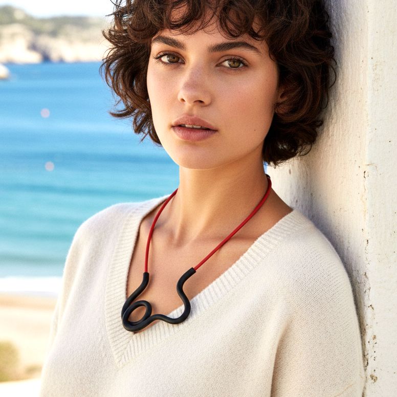 Haring necklace: Red/black - Anthos Crafts