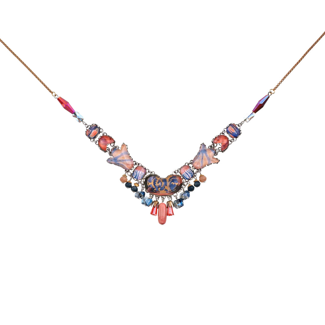Amber Bloom Set, Delicate Necklace, Dynia
