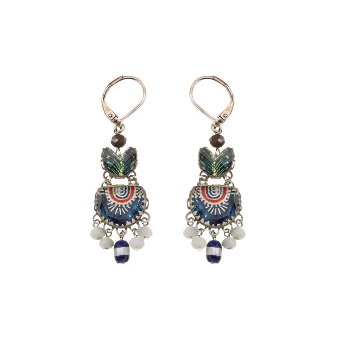 Handmade Blue Domes Set, Blue Hanging Earrings, Hera - Anthos Crafts