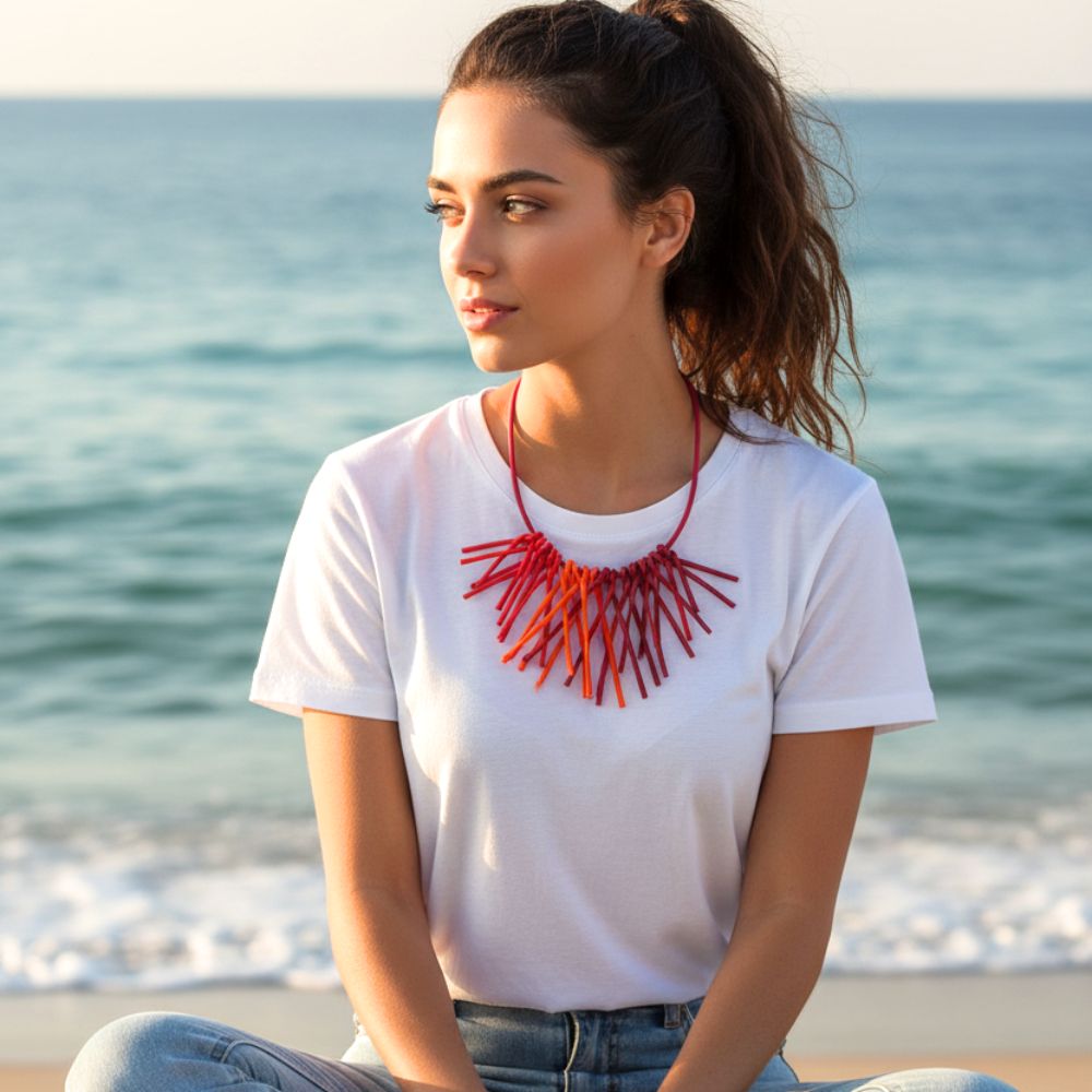 Boop necklace: Red-orange mix - Anthos Crafts