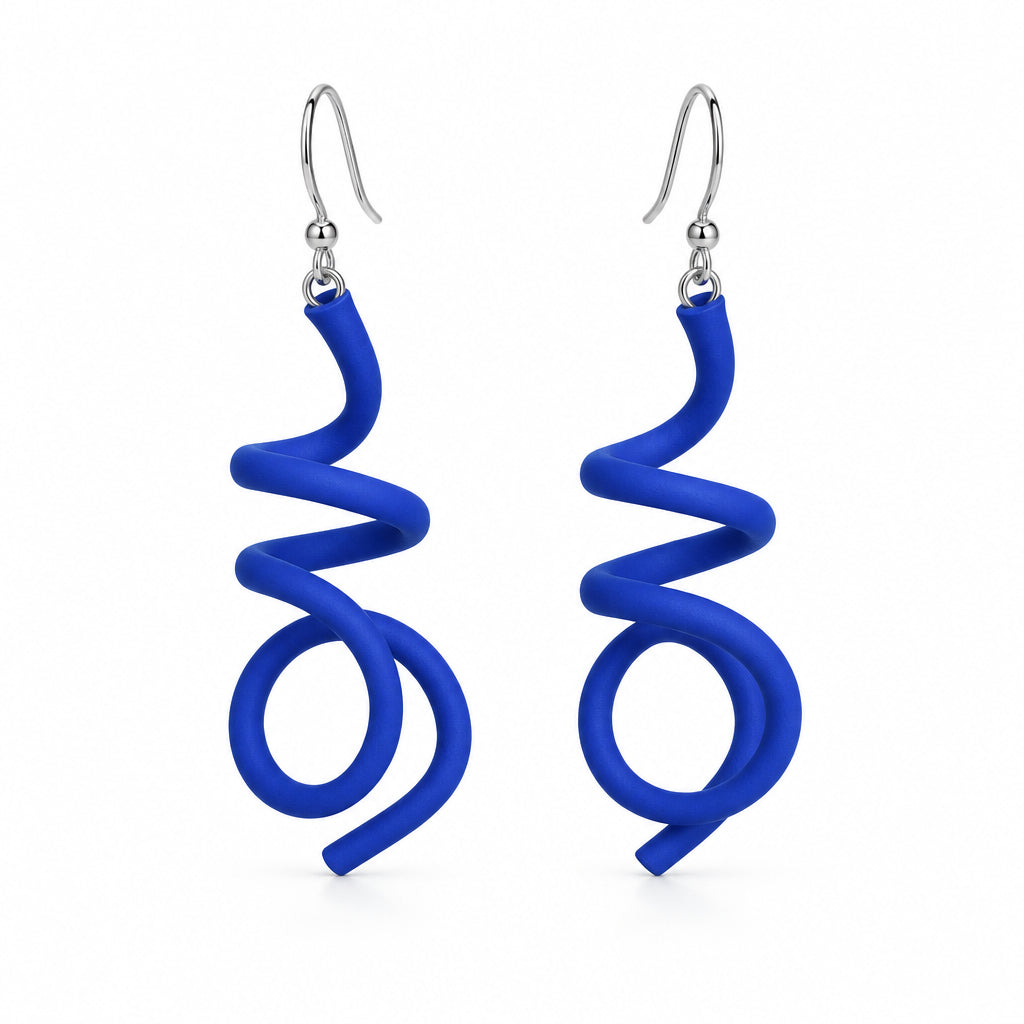 Zig Matt Earrings: Navy - Anthos Crafts