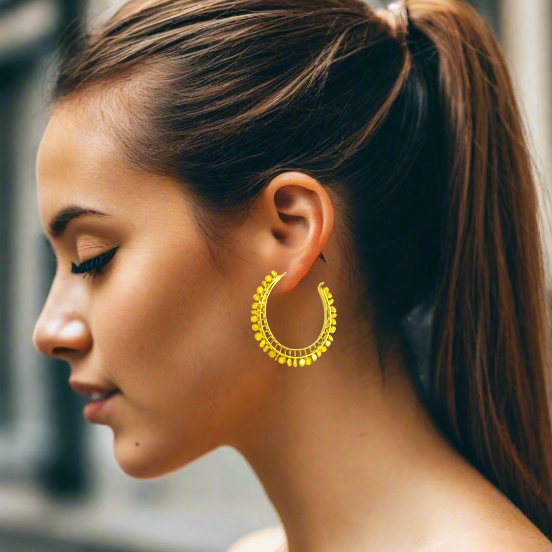 Handmade Gold Plated Silver Hoop Earrings - Anthos Crafts