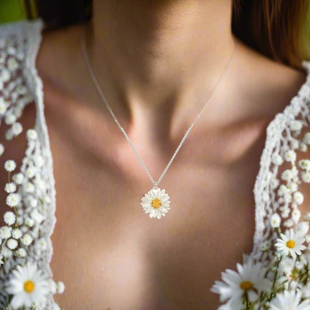 Handmade Gold Plated Silver Daisy Field Necklace - Anthos Crafts