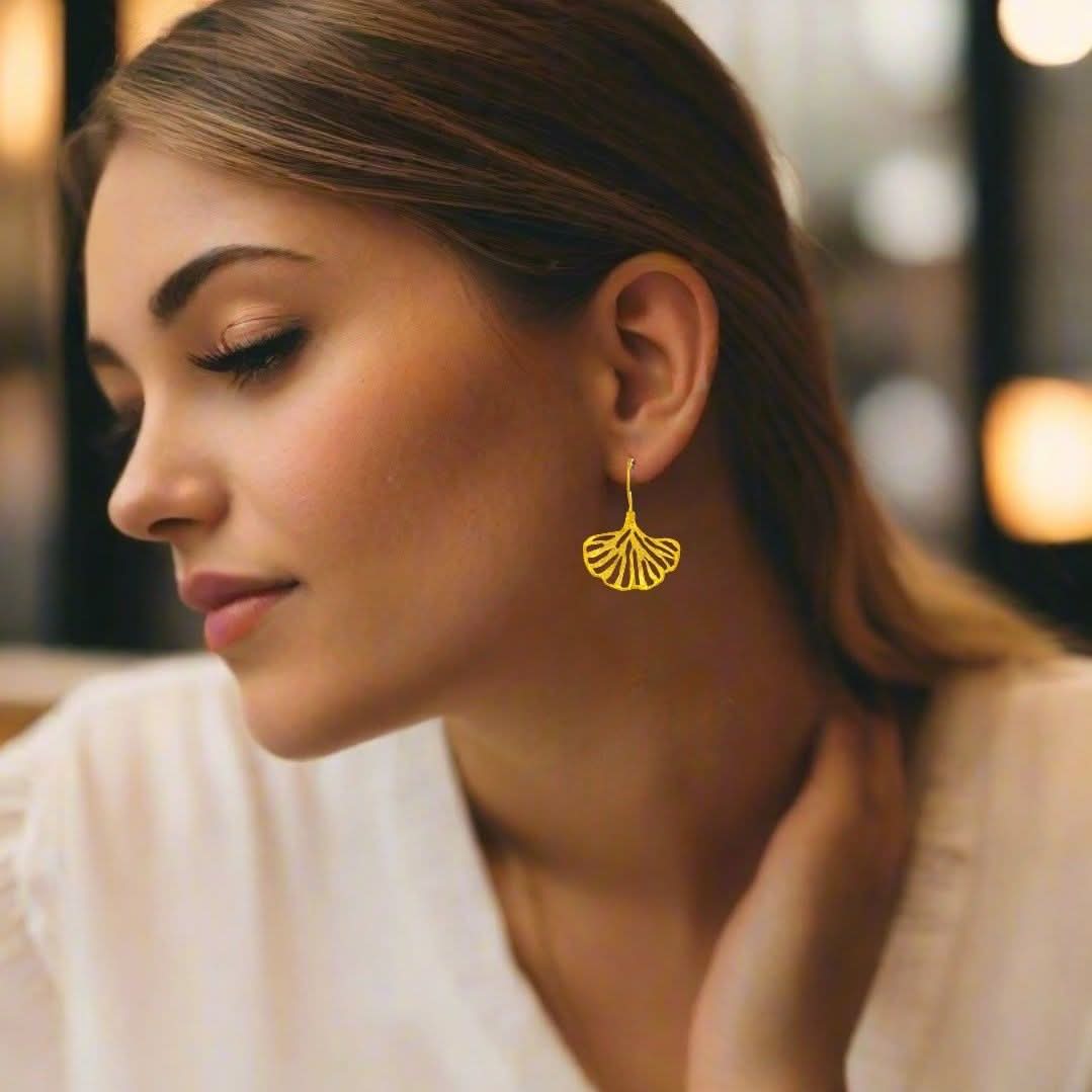 Handmade Gold Plated Silver Earrings Roots - Anthos Crafts