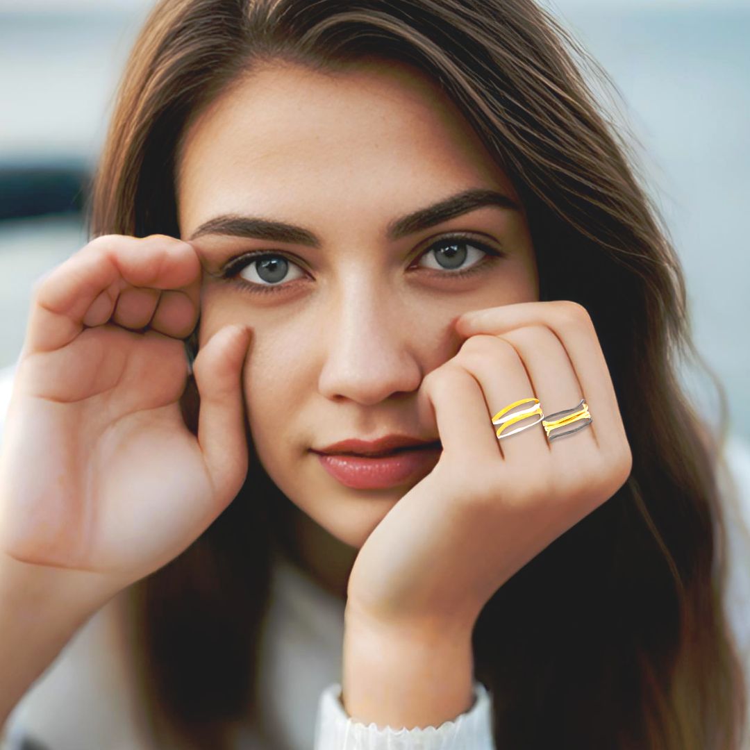 Handmade Gold & Silver Ring With 4 Rows - Anthos Crafts