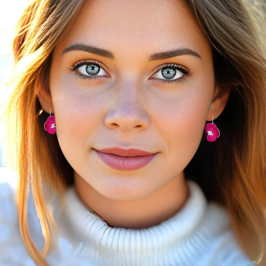 Handmade Silver Fuchsia Dangle Earrings Orchids - Anthos Crafts