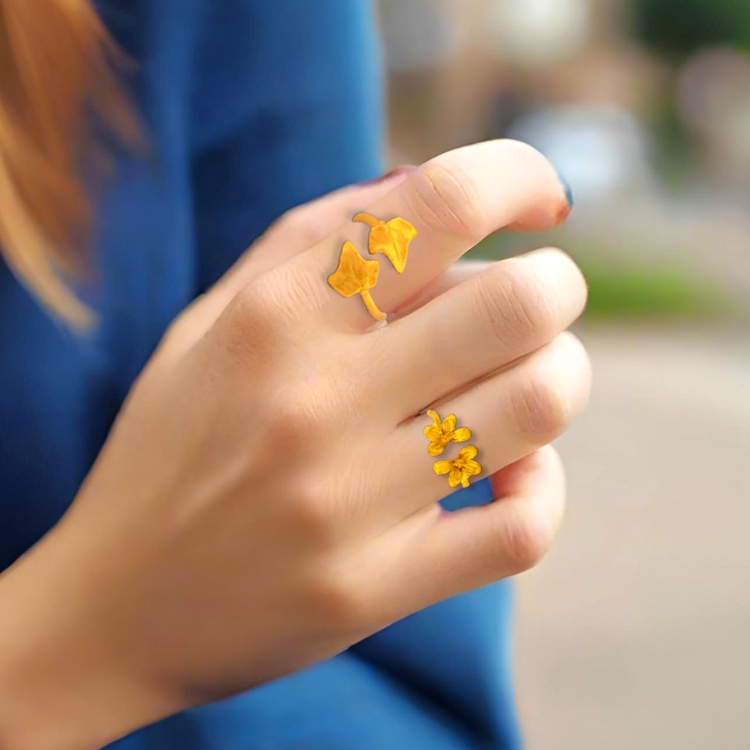 Handmade Gold Plated Silver Little Flowers Ring - Anthos Crafts
