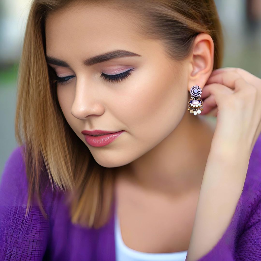 Handmade Small Earrings Hyacinth Set, Anvil - Anthos Crafts