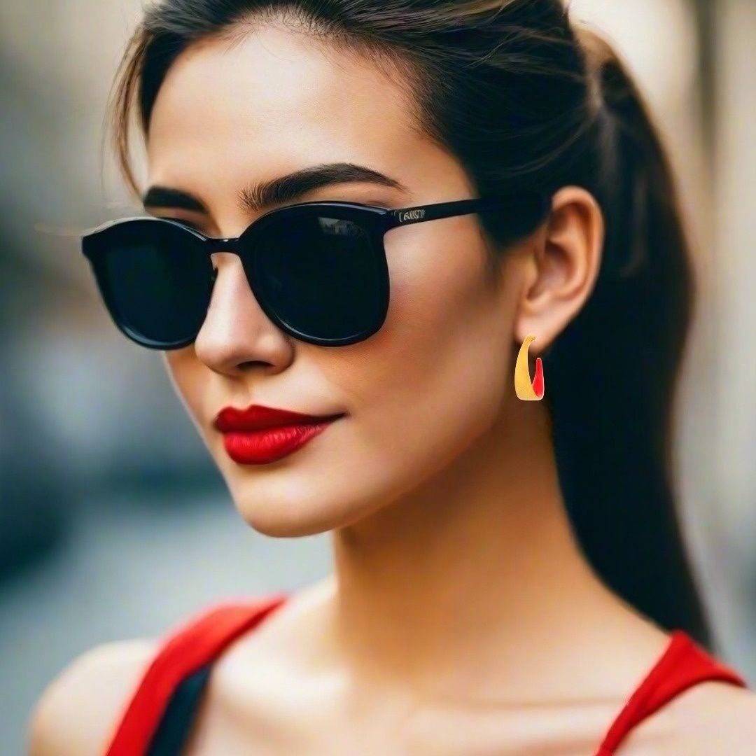 Handmade Gold Plated Silver Hoop Earrings With Red Enamel - Anthos Crafts