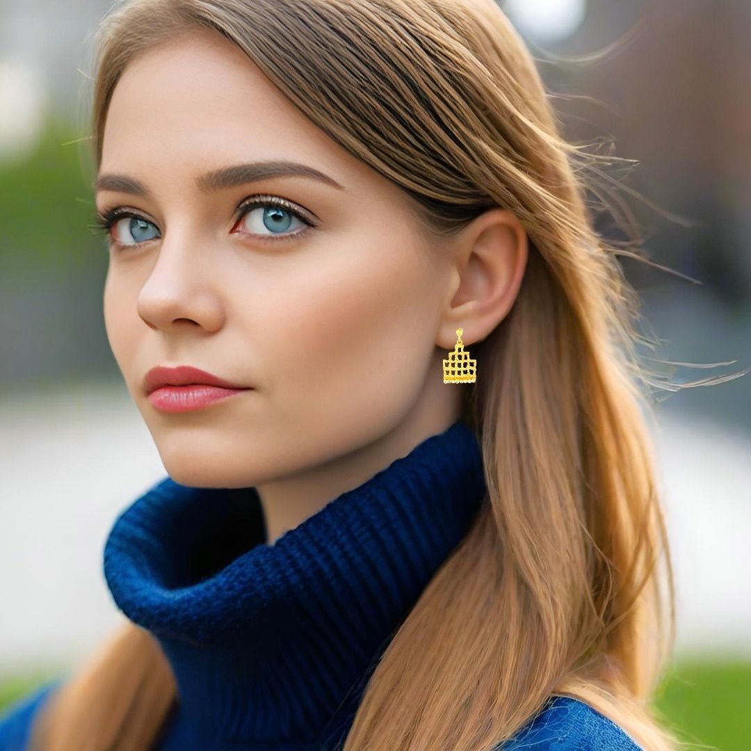 Handmade Gold Plated Silver Dangle Earrings With Zircons - Anthos Crafts