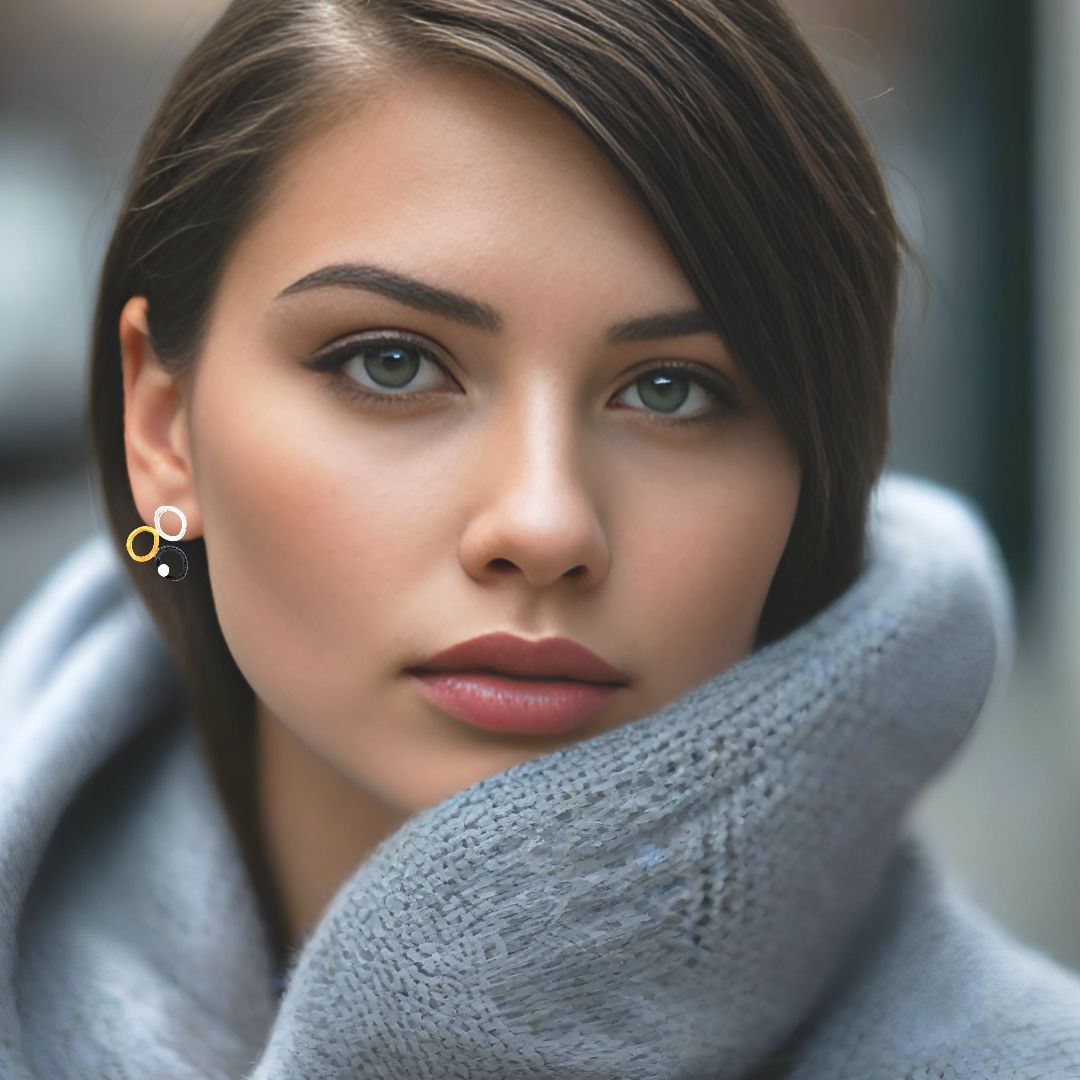 Handmade Gold, Black & Silver Earrings Three Circles With Pearl - Anthos Crafts