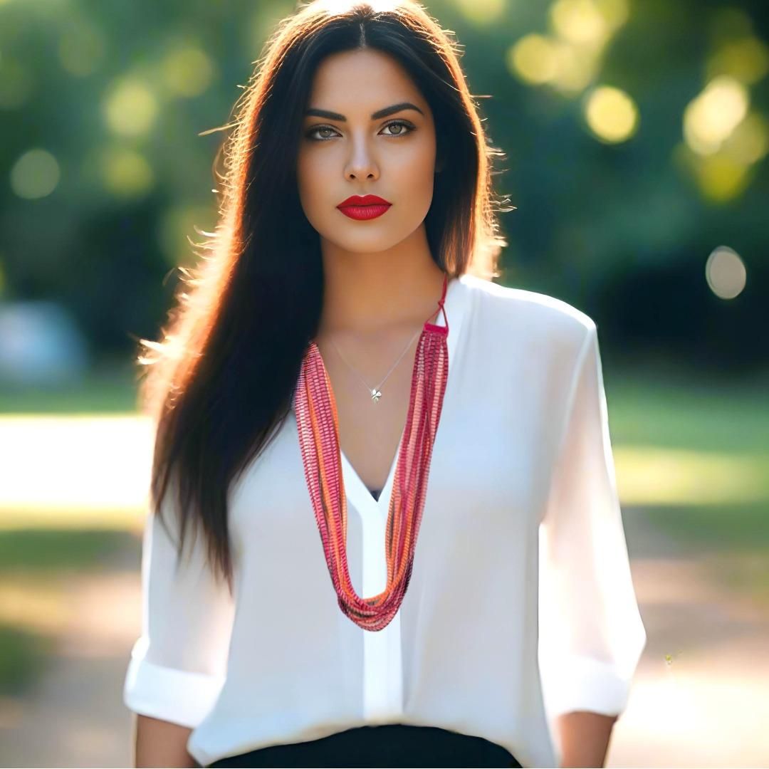 Satin Pleated Necklace Neos Orange Black Burgundy Pink NEOS-n 403 - Anthos Crafts