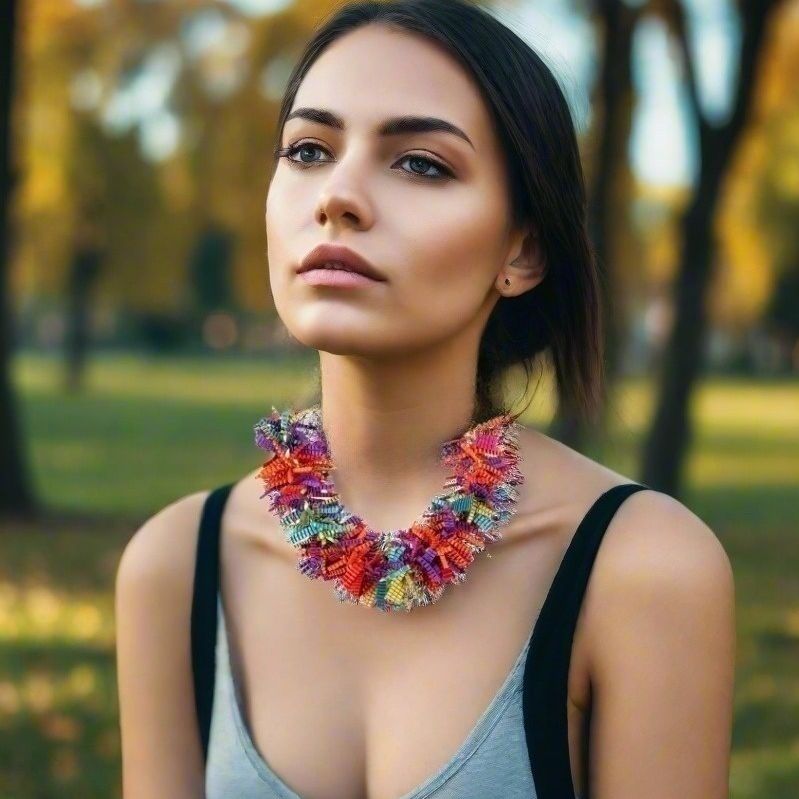 Satin Pleated Short Necklace Twist it Multicolor Dtwi-mu - Anthos Crafts