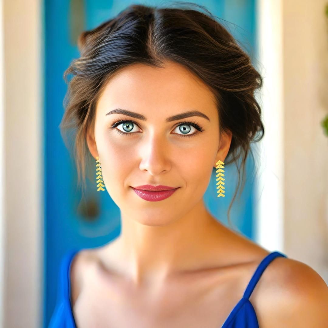 Handmade Gold Plated Silver Dangle Earrings Little Leaves - Anthos Crafts