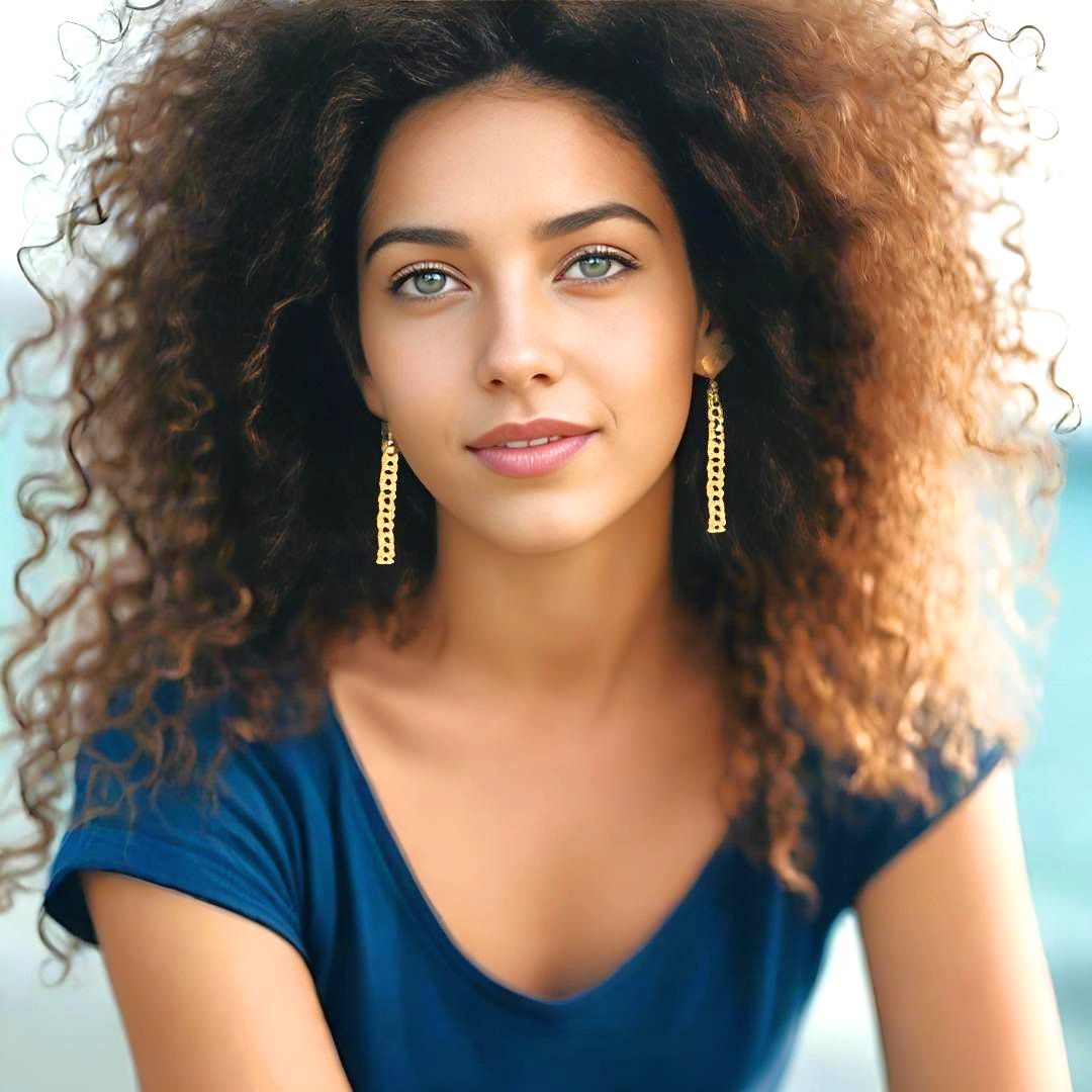 Handmade Gold Plated Silver Dangle Chain Earrings - Anthos Crafts