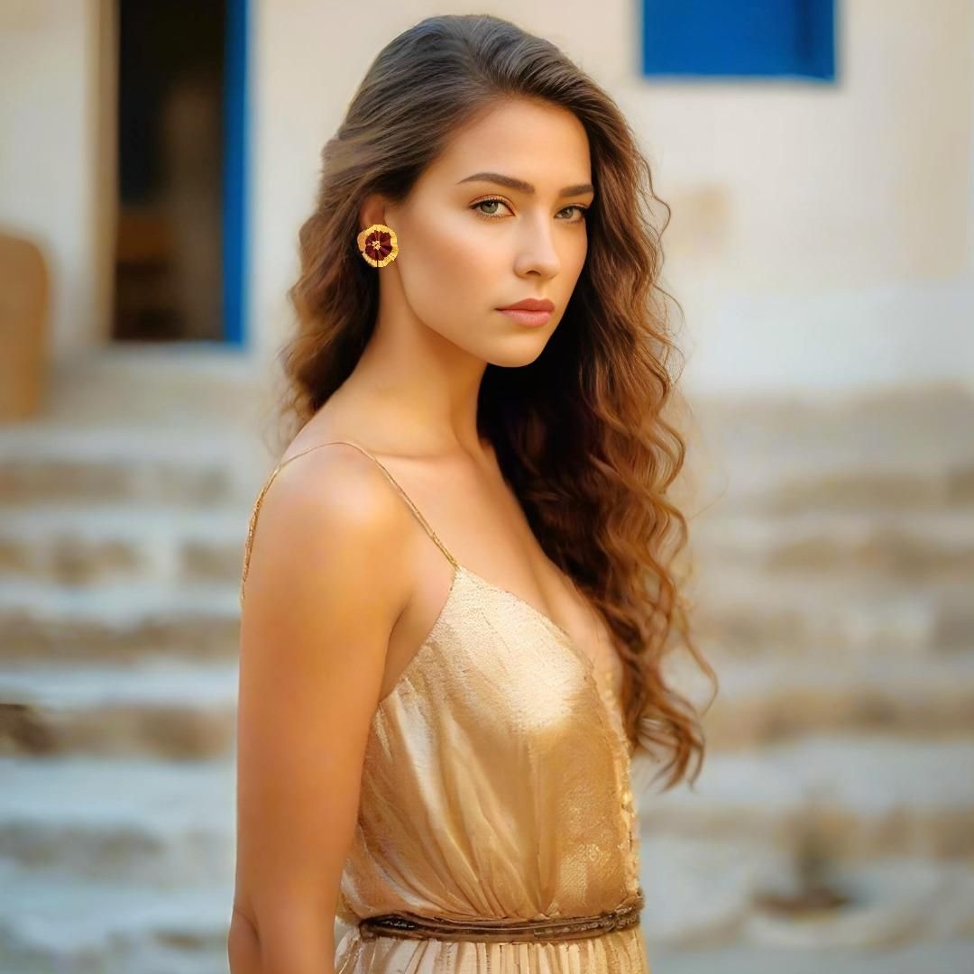 Handmade Leather Burgundy Primula Earrings - Anthos Crafts