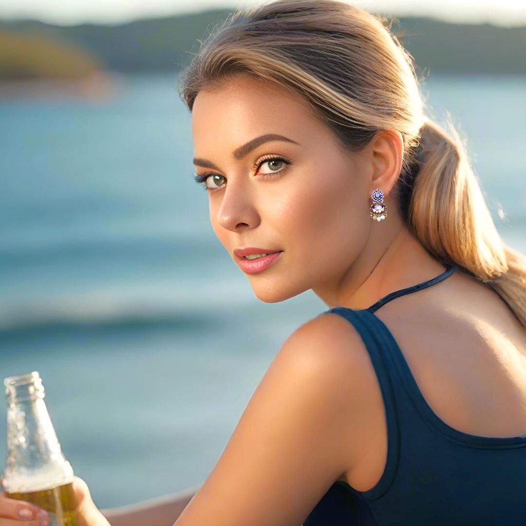 Handmade Small Earrings Hyacinth Set, Anvil - Anthos Crafts