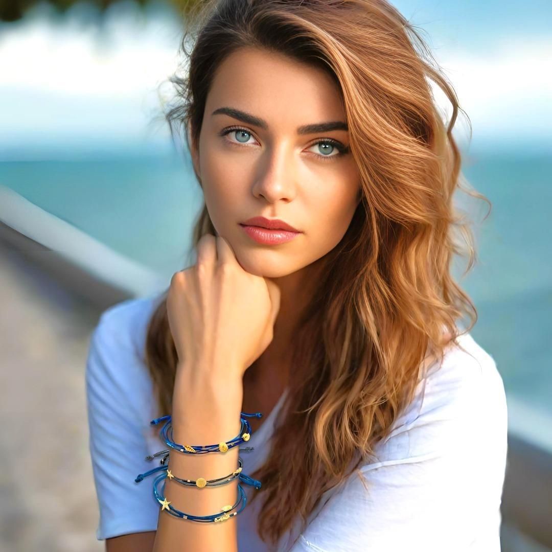 Handmade Turquoise Bracelet With Gold Plated Silver Shell & Coral - Anthos Crafts