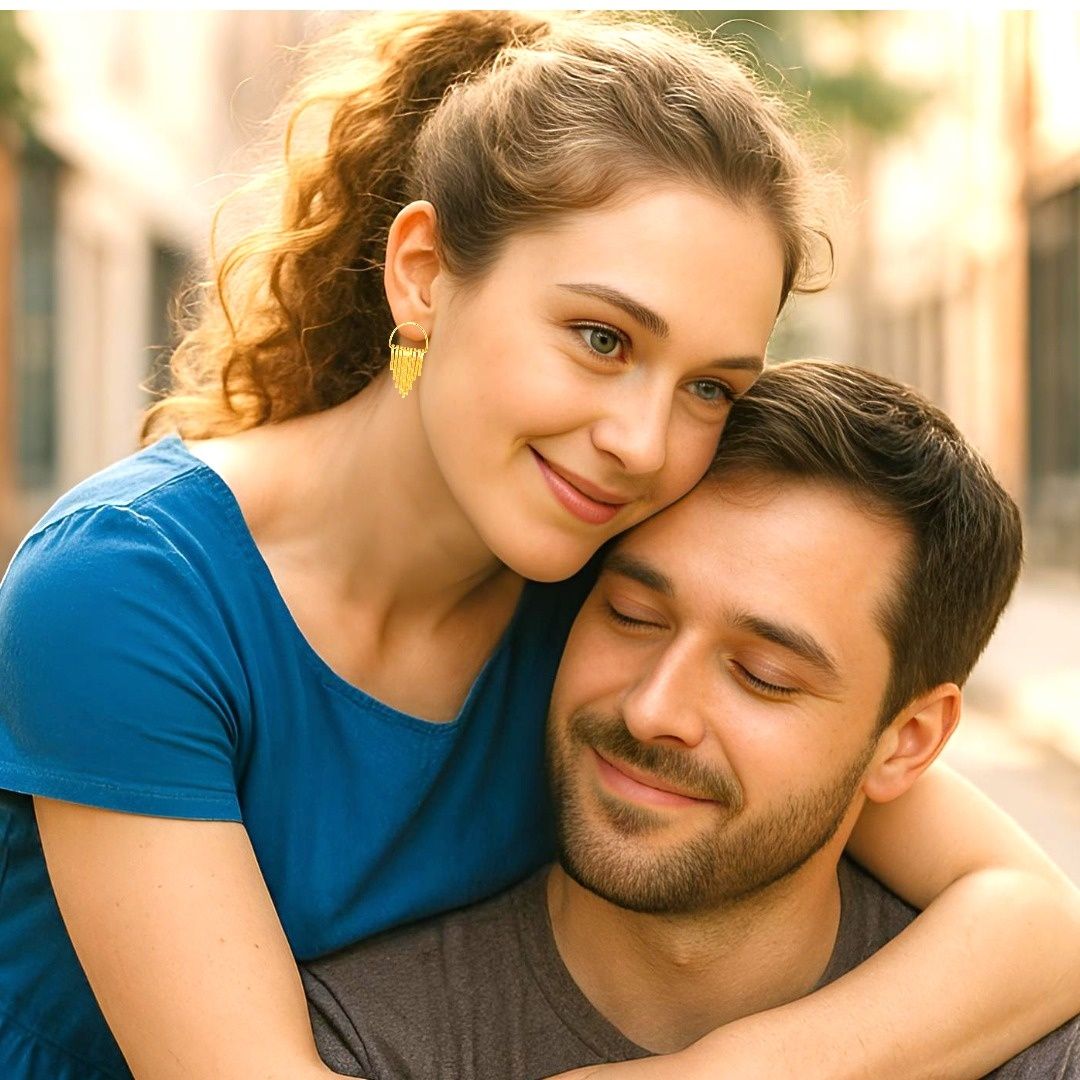 Handmade Gold Plated Silver Earrings With Fringes Small - Anthos Crafts